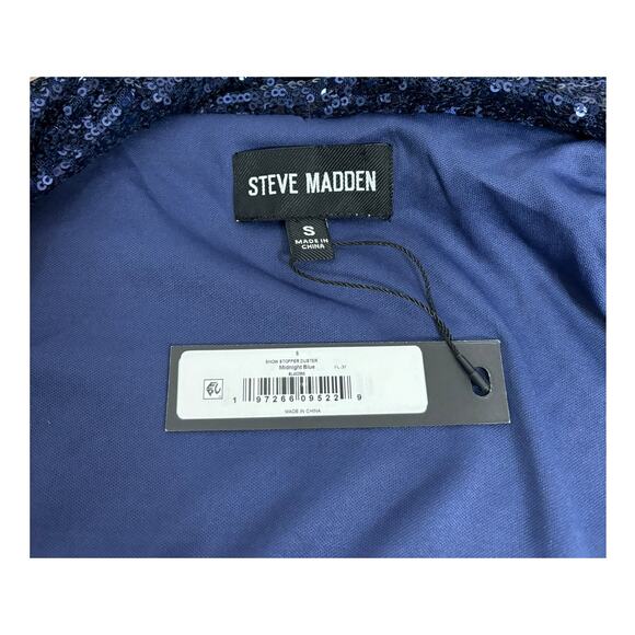 NWT Steve Madden Blue Sequin Showstopper Duster - Size S - Picture 6 of 7